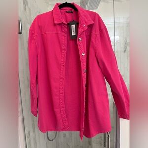 Hot pink denim button up- Nasty Gal